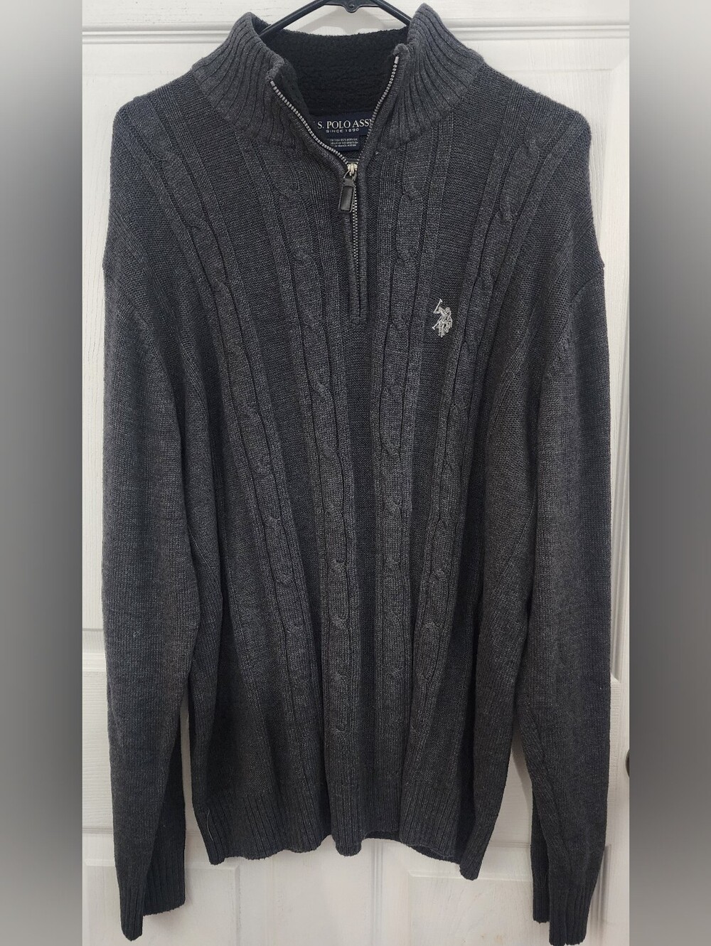 U.S. Polo Assn. Men’s Charcoal Cable-Knit Half-Zip Sweater